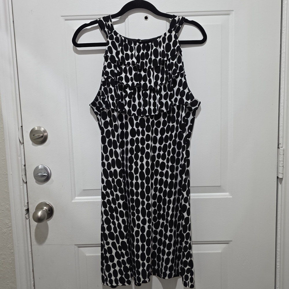 Enfocus Studio Black and White Polka Dot Midi Dress